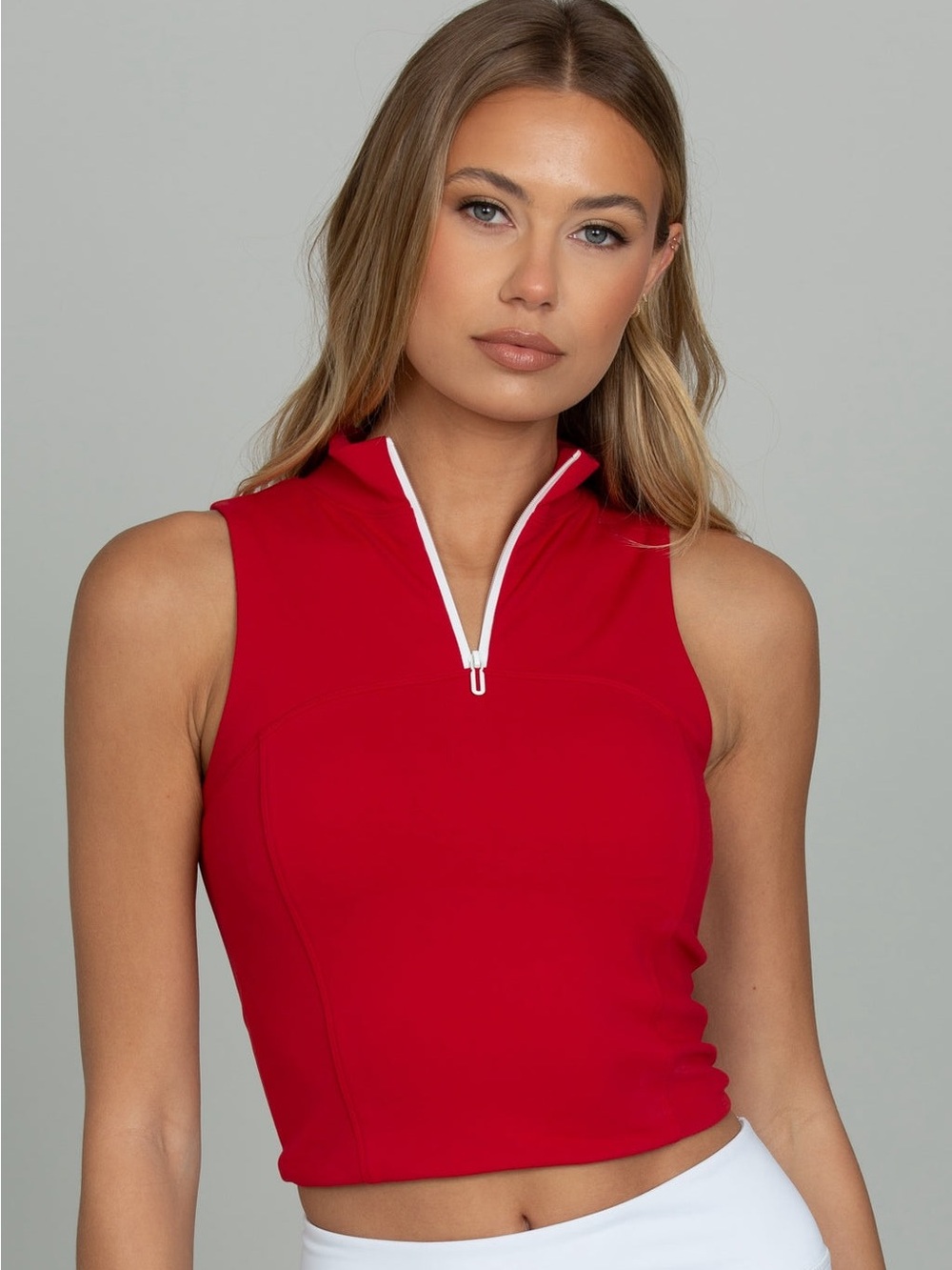 Gold Hinge Day to Night Quarter Zip Top Womens Medium Ruby Red Tennis Golf